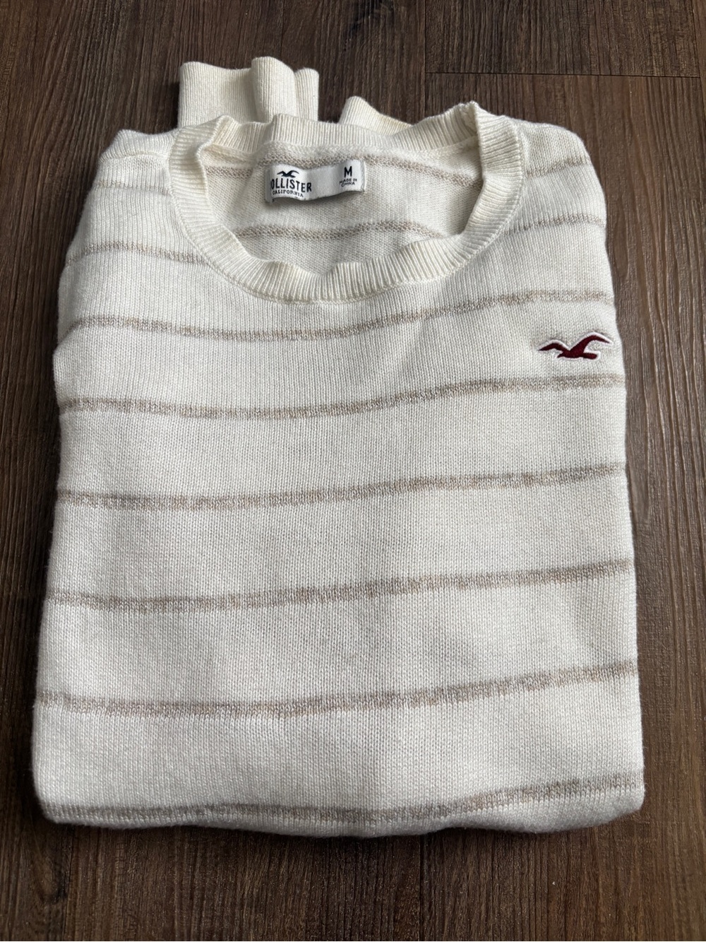 Cream striped Hollister sweater size M